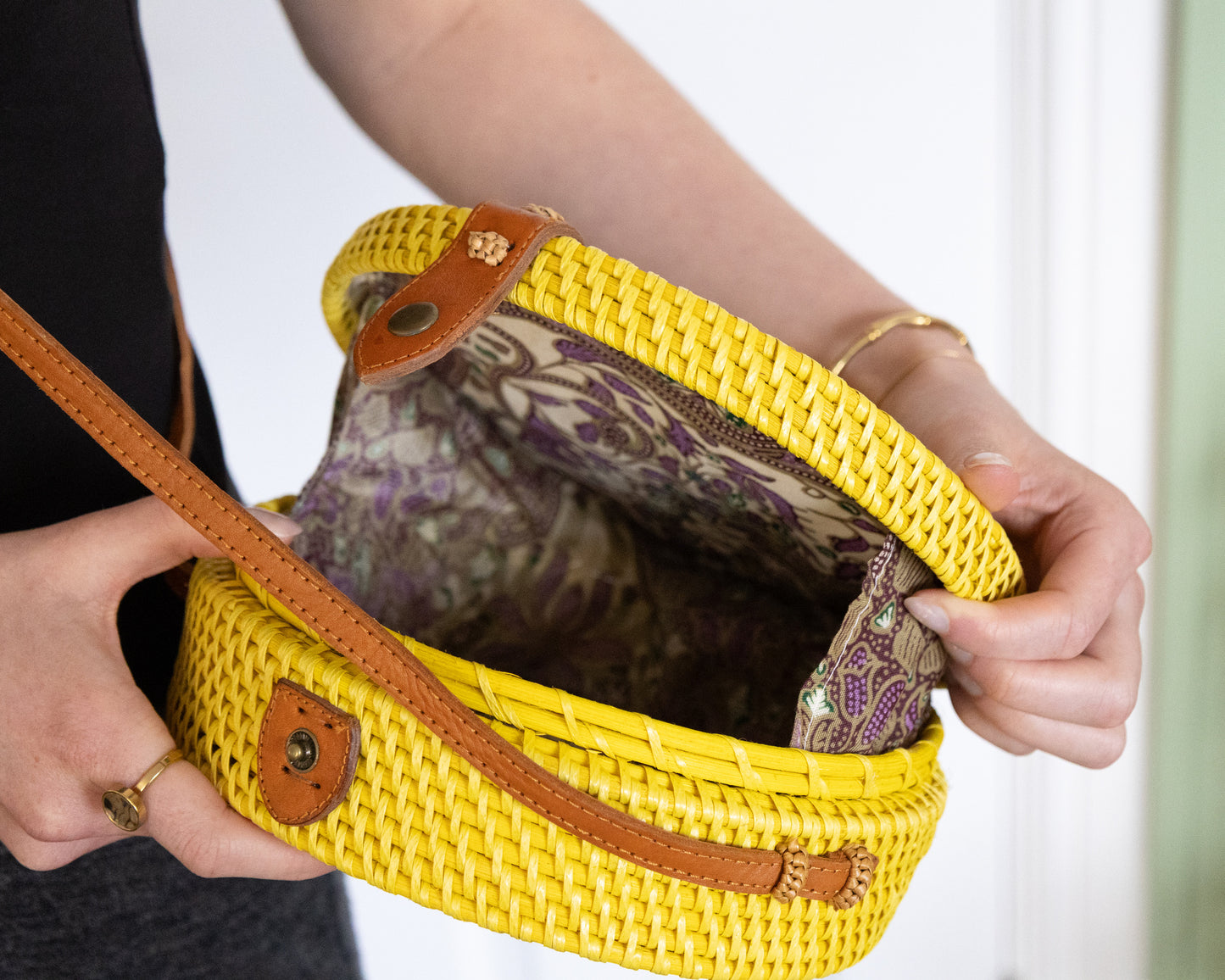 Yellow Rattan Bali Bag