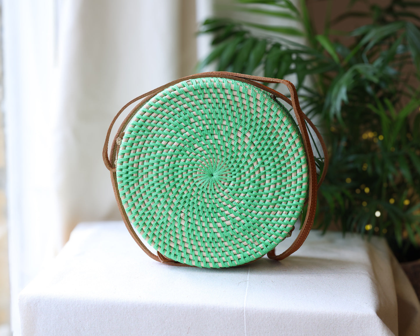 Green Rattan Bali Bag