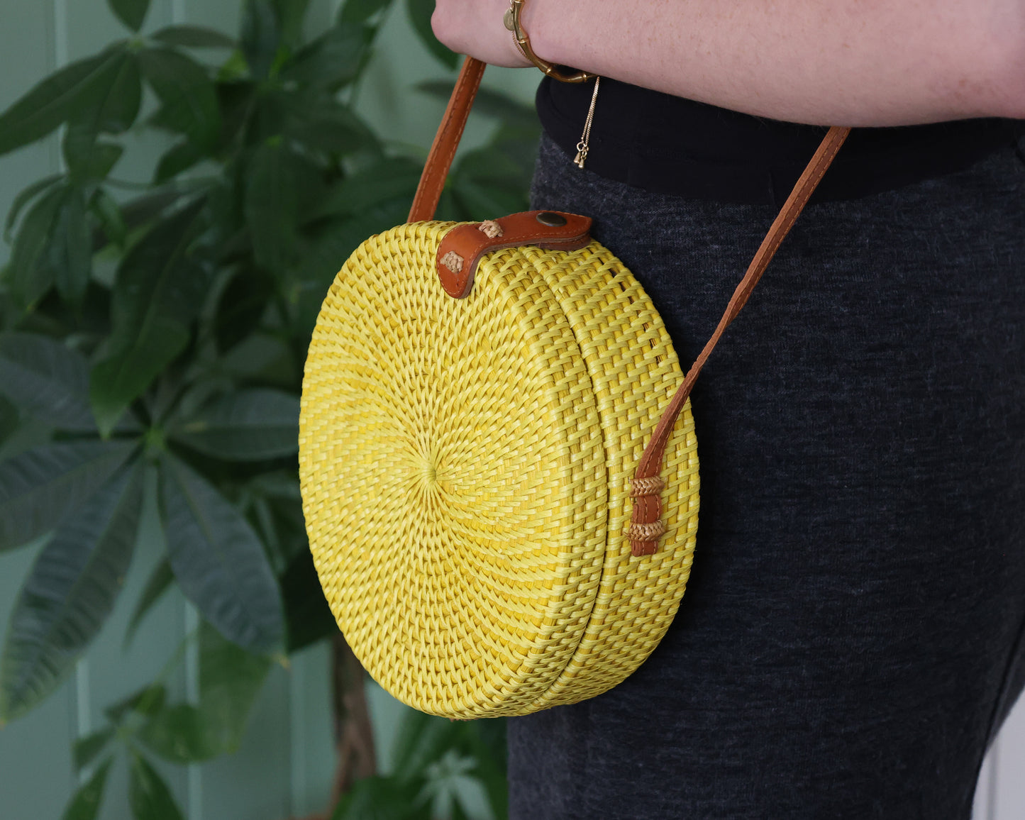 Yellow Rattan Bali Bag