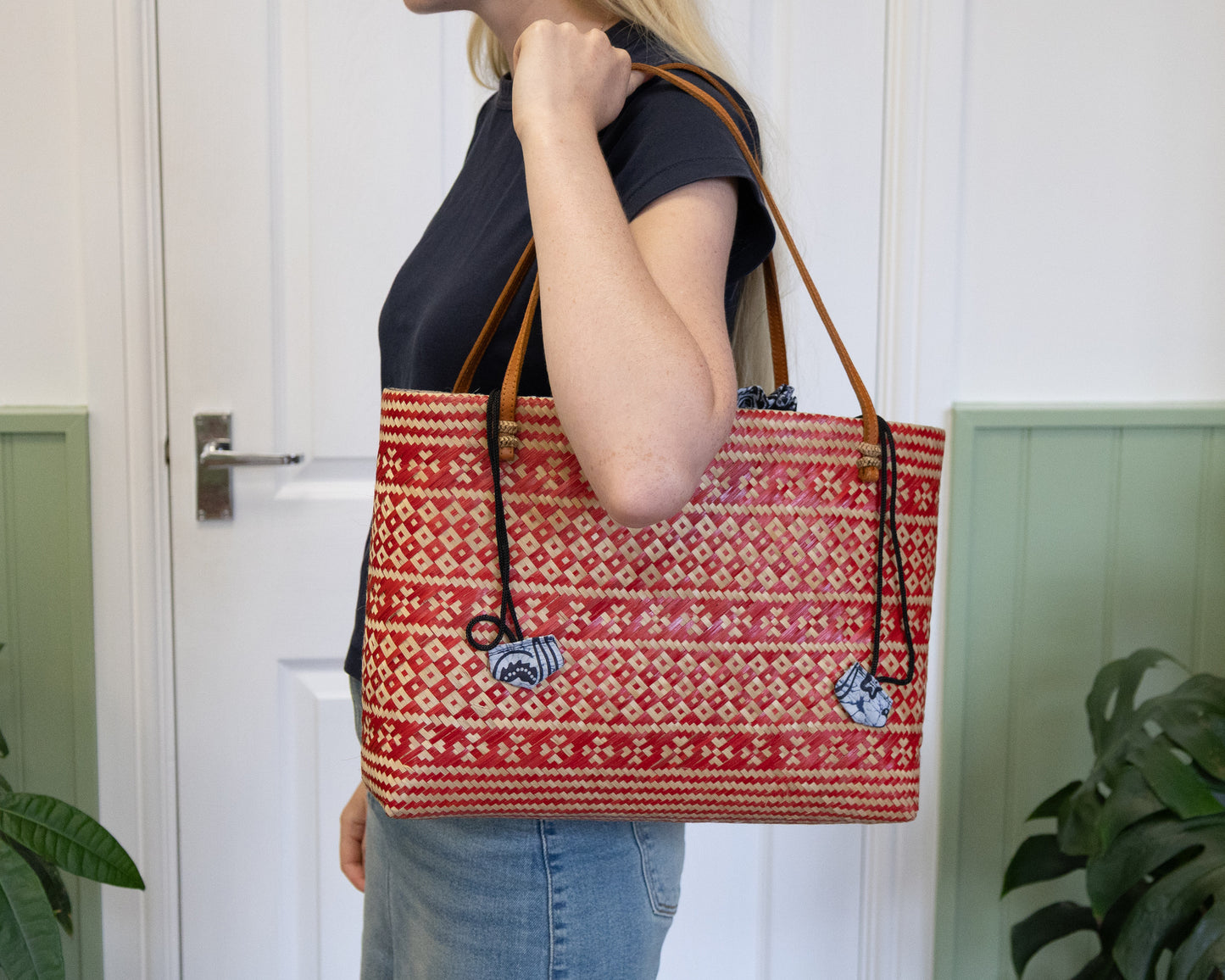Bamboo Lined Tote - Red