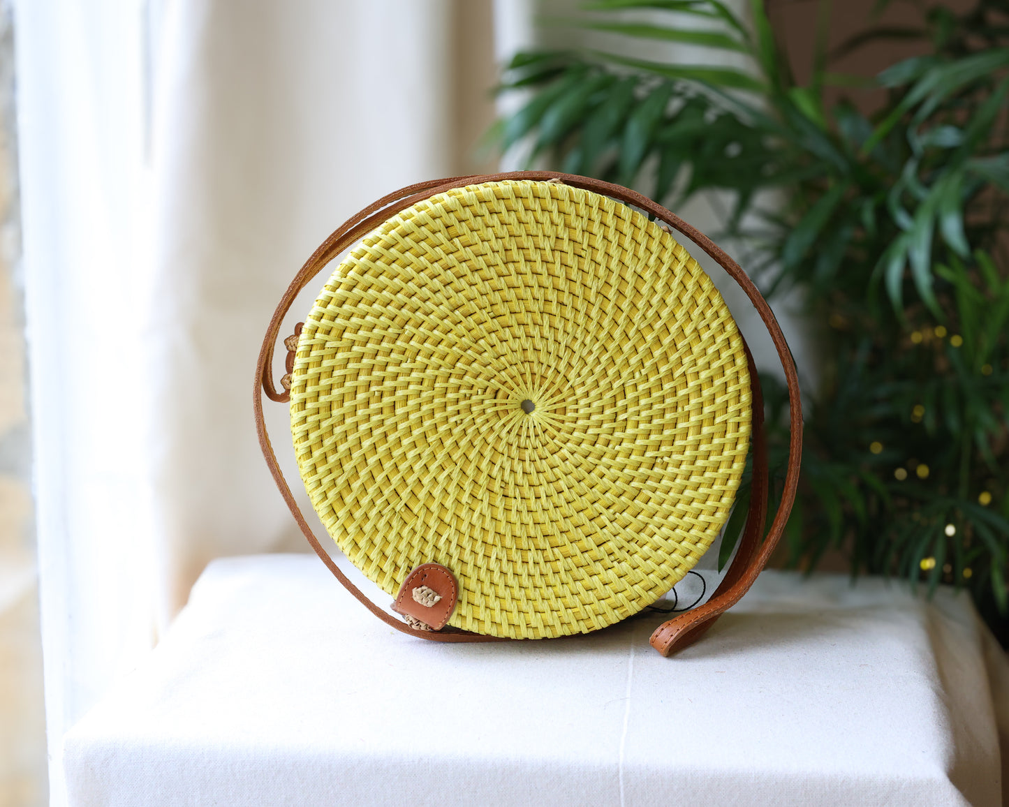 Yellow Rattan Bali Bag