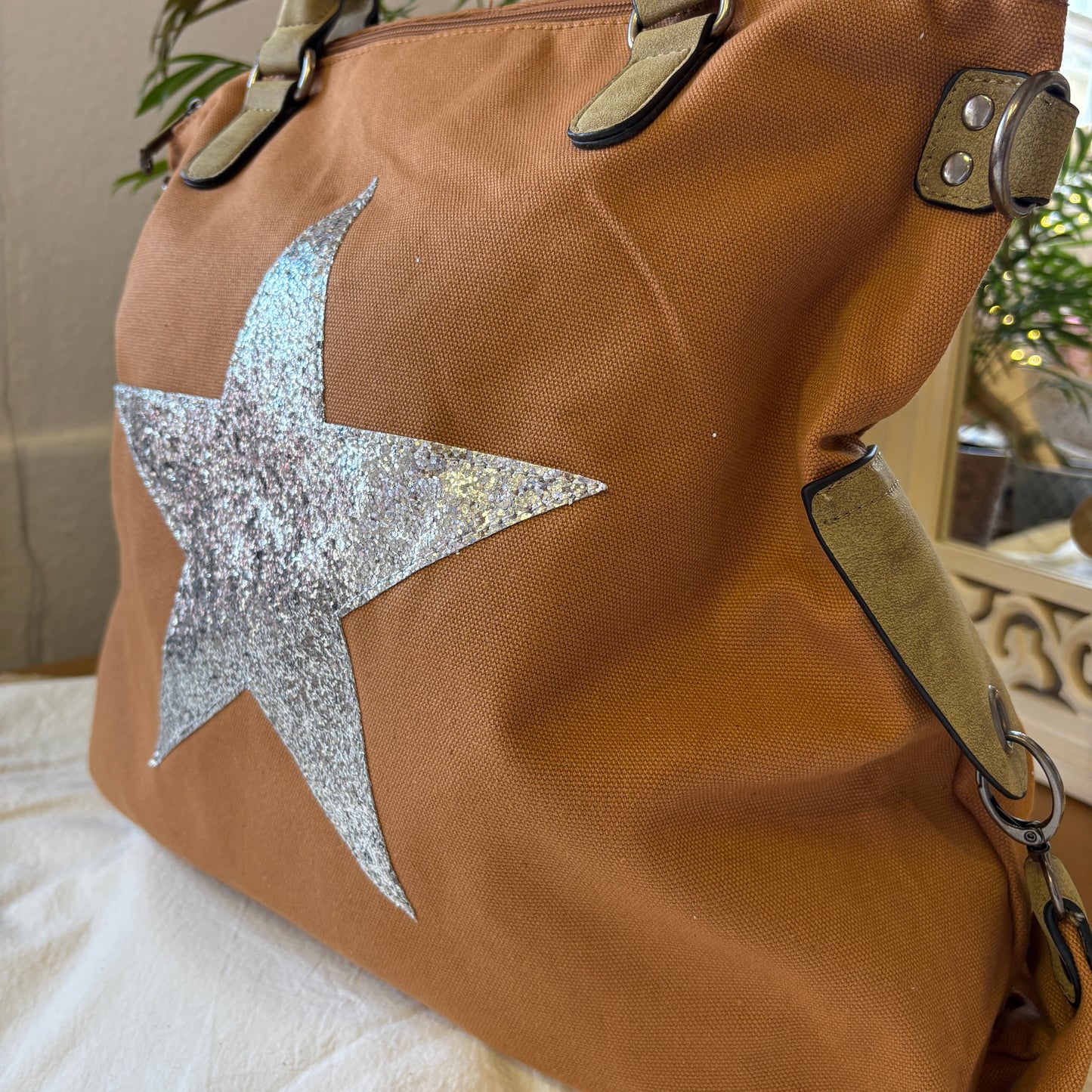 Toffee Canvas Star Tote