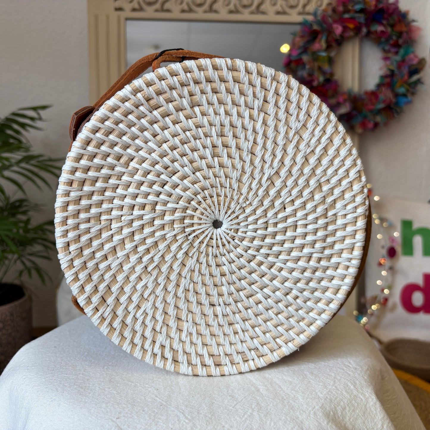 White Star Rattan Bali Bag
