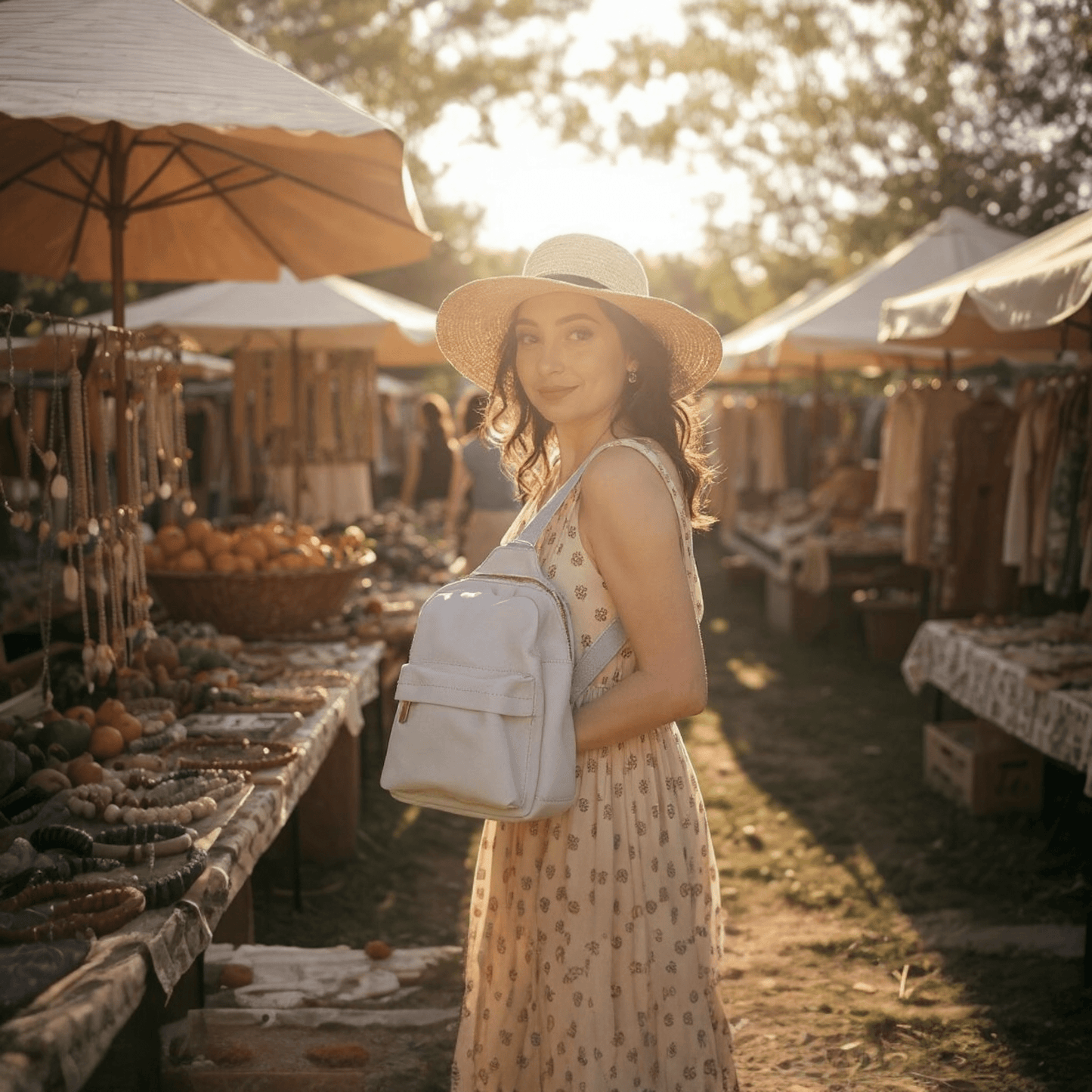 Canvas Small Backpack In Pale Apricot