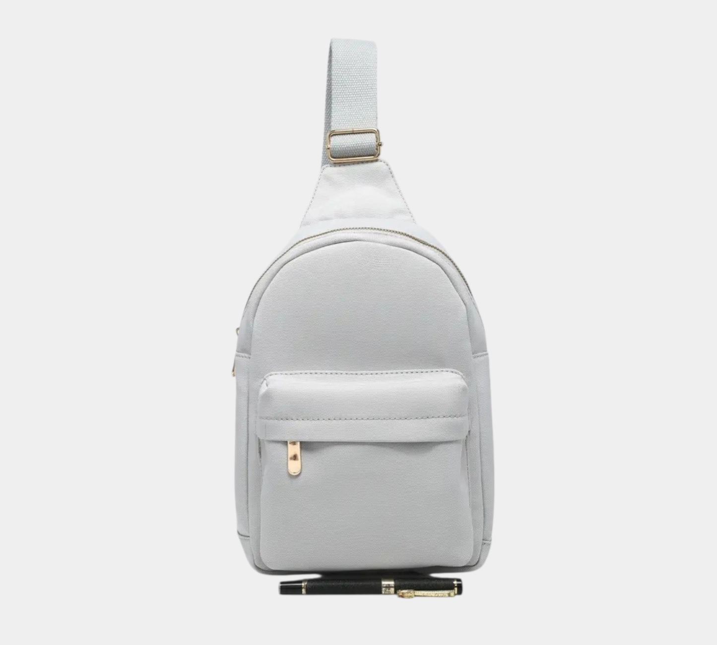 Canvas Small Backpack In Pale Grey