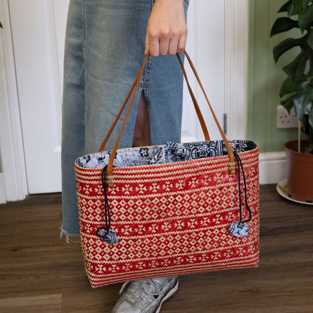 Bamboo Lined Tote - Red