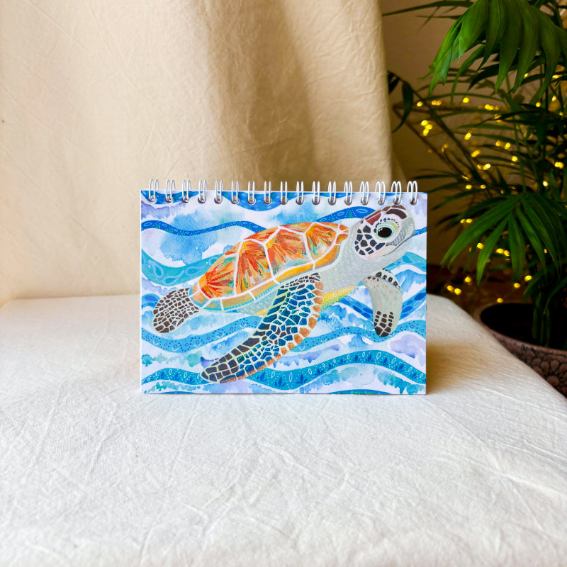 Original Art Green Sea Turtle A6 Notebook