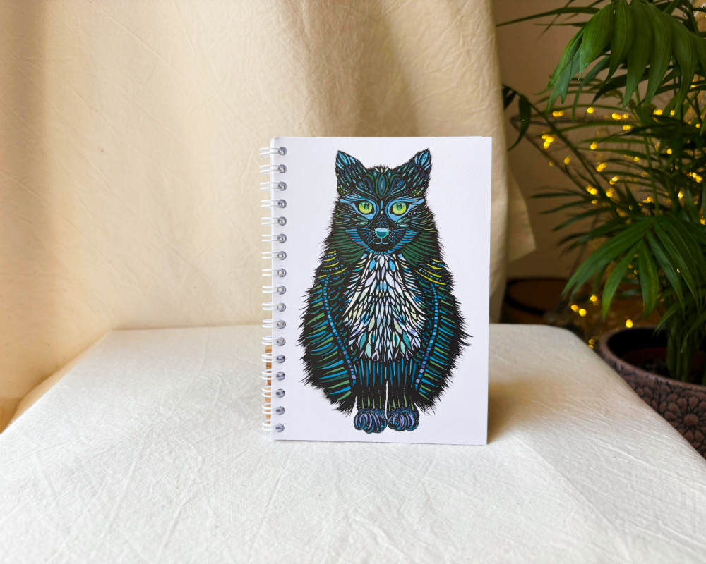 Original Art Black Cat A6 Notebook