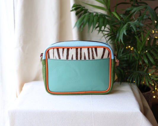 Faith Baby Blue Zebra Camera Bag
