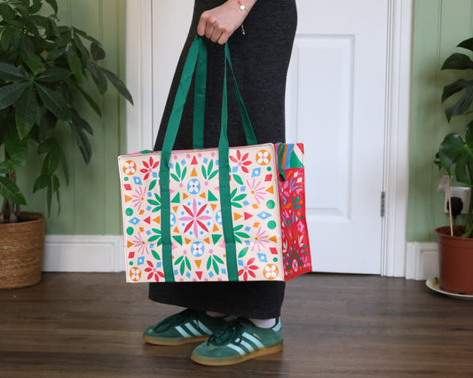 Folk Flower Shoulder Tote