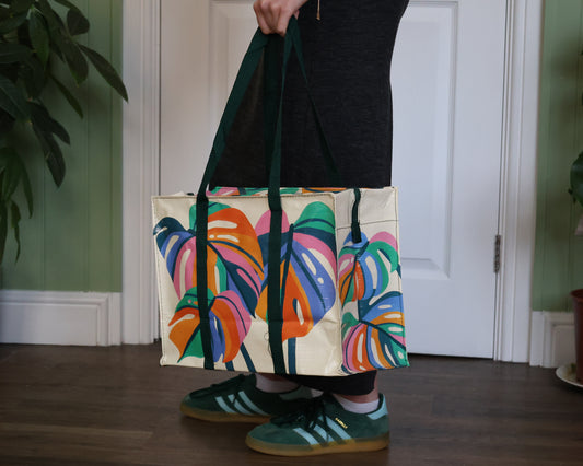 Monstera Leaf Shoulder Tote