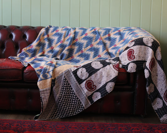 Neela Blue Vintage Kantha Quilt