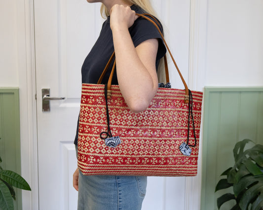 Bamboo Lined Tote - Red