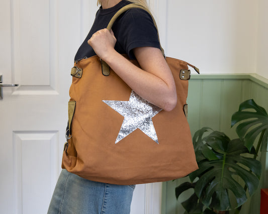 Toffee Canvas Star Tote