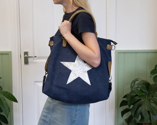 Midnight Canvas Star Tote