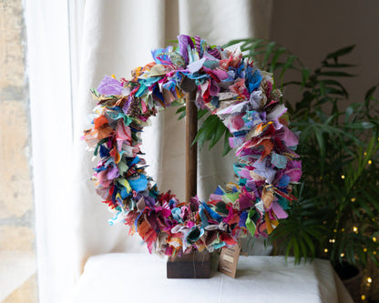 Multicoloured Sari Wreath