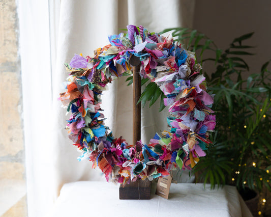 Multicoloured Sari Wreath