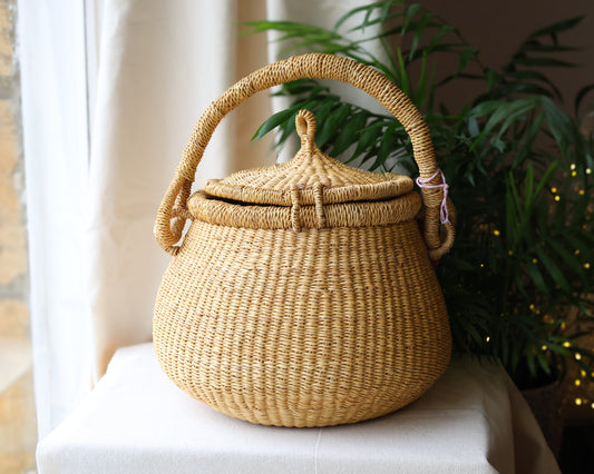 Lidded African Market Basket