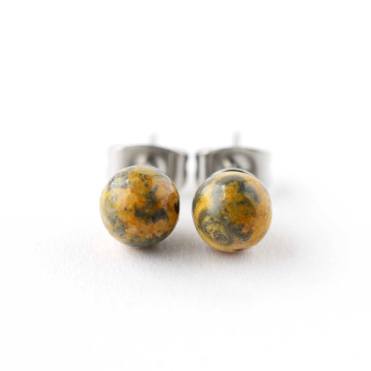 6mm Leopardskin Jasper Ball Studs