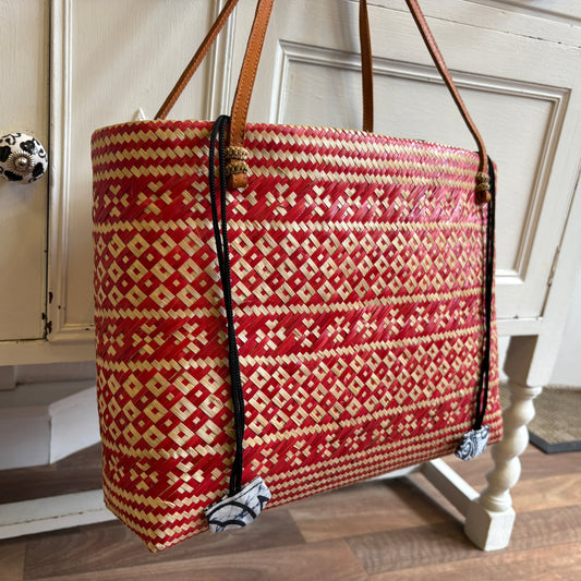 Bamboo Lined Tote - Red