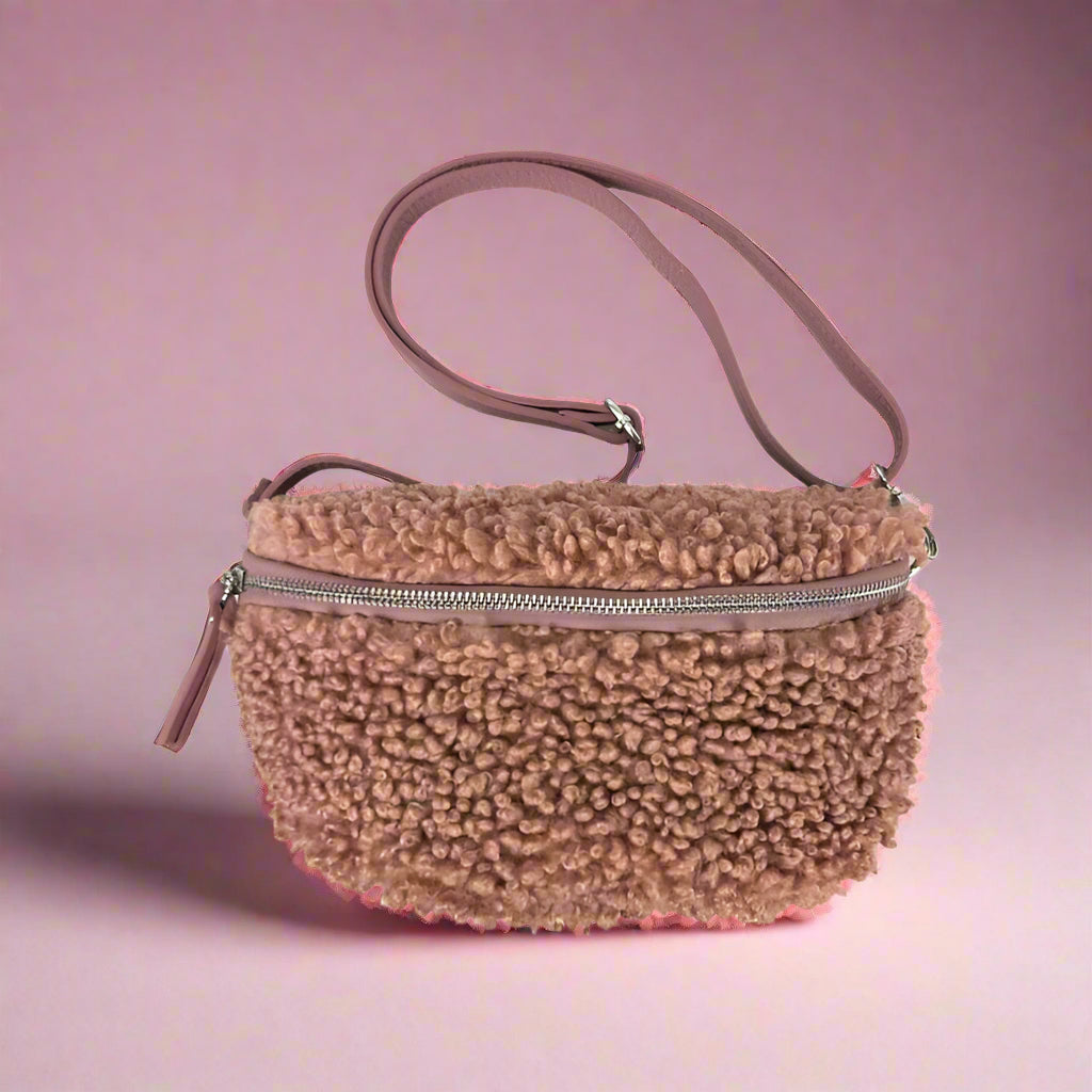 Large Rose Fleece Sling Bag