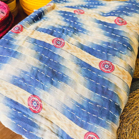 Neela Blue Vintage Kantha Quilt