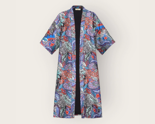 Blue Paisley Midi Kimono