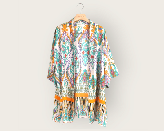 Green Mandala Short Kimono