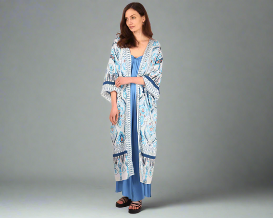 Blue Mandala Long Kimono